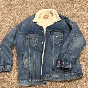 Heavy denim coat with warm lining